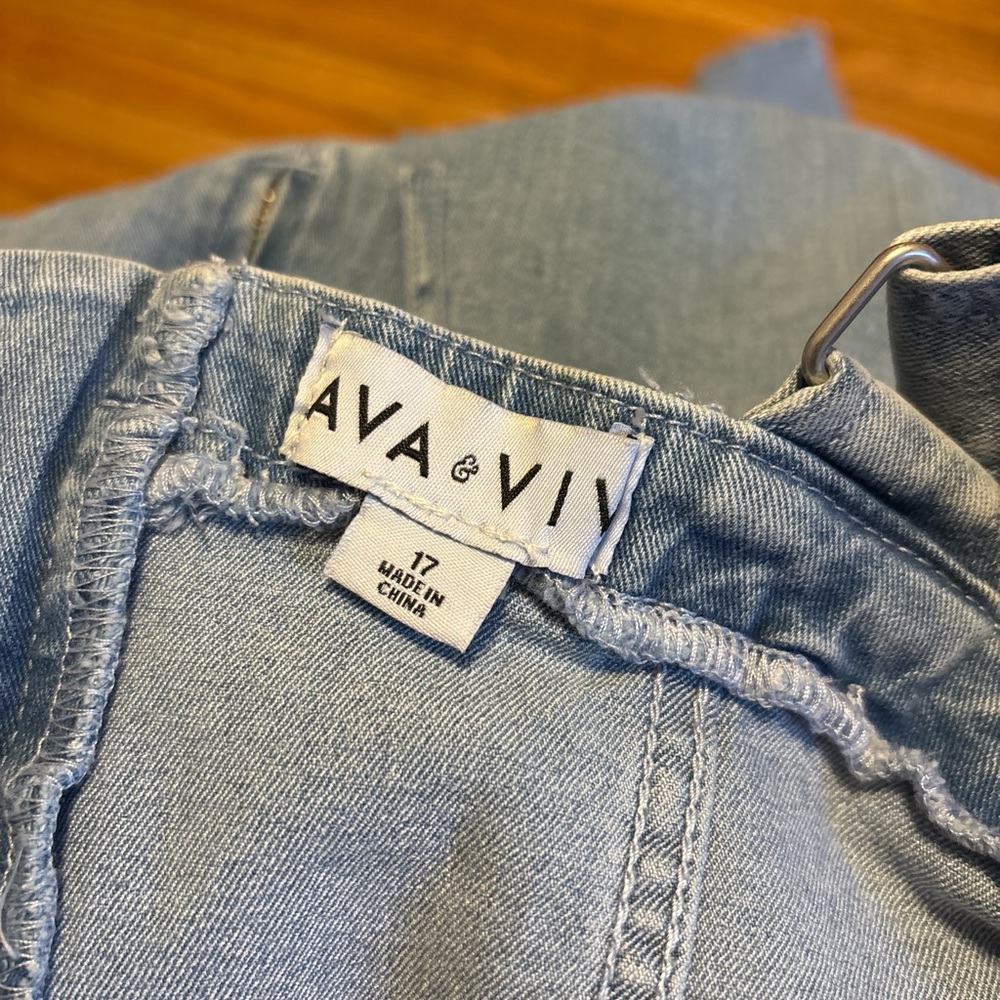 Ava & Viv Women's Denim Flare overalls - Picture 3 of 5